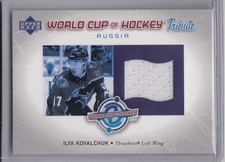 ILYA KOVALCHUK 2004-05 UPPER DECK WORLD CUP TRIBUTE GAME JERSEY SHORT PRINT SP