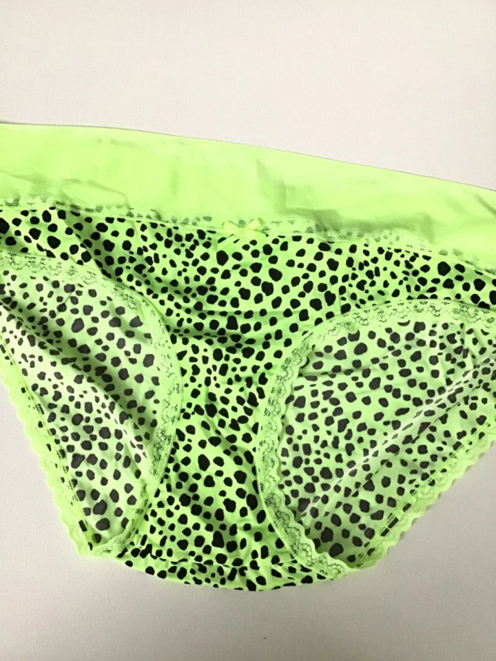 NUEVO Bragas de Bikini No Boundaries XXXL (21) 3XL Verde Neón Encaje Leopardo Foto 1 de 4