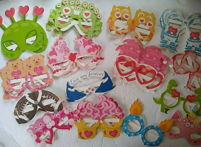Love Party Glasses (40)Cardboard Hearts Animals Silly Novelty Valentines & Other - Image 1 of 4