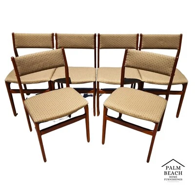 MCM D Scan Teak Dining Chairs New Upholstery Danish Modern Set of 6 - Image 1 of 4