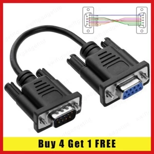 Null Modem Cable Serial RS232 9 Pin DB9 Male to Female Gender Changer Lead UK - Picture 1 of 5