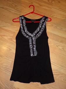 Women's Size Medium Black Ruffled Design History Tank Top - Picture 1 of 1