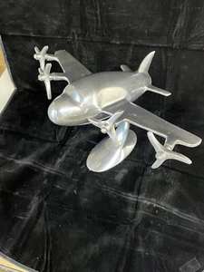 Vintage Deko Aluminium Flugzeug/Hobel Modell mit Propeller Tischplatte Schreibtisch Skulptur - Bild 1 von 9