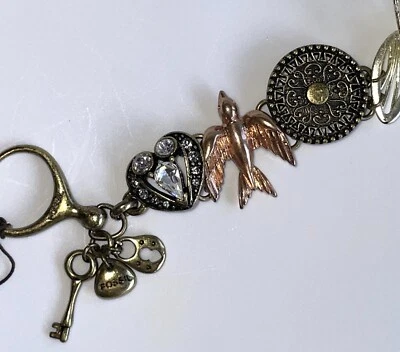 FOSSIL BRAND BRACELET WITH MULTIPLE CHARMS BIRD FLOWER LOVE - Image 1 of 4