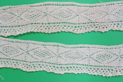 1920s Fine Thread Hand Crochet Art Deco Diamond Edge/Trim/Lace White 2" x 50" - Image 1 of 4