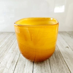 Vintage Golden Brown Hand Blown Glass Bowl Decorative Dish Planter. Measures 5"× - Picture 1 of 16