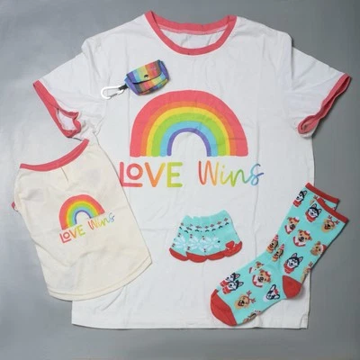 Pride “Love Wins” Matching Dog & Owner T-Shirts  & Socks | 15-20lbs Dog | Size S - image 1 of 2