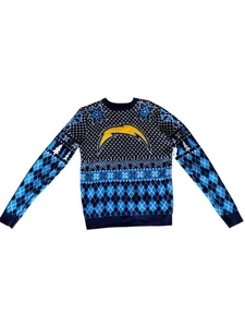 Officially Licensed NFL Team LA Chargers Ugly Christmas Sweater Fairisle Argyle - Picture 1 of 11