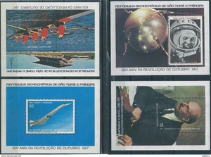 11822 Sao Tome & Principe History October Revolution Lenin Airplane Olympics - Picture 1 of 5