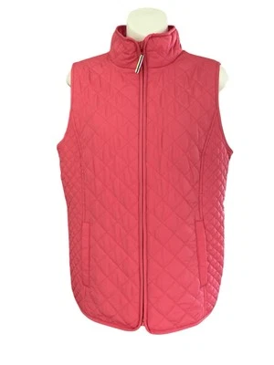 NWT  Talbots Women's Size Small Pink Red Diamond Quilted Vest Jacket - Image 1 of 4