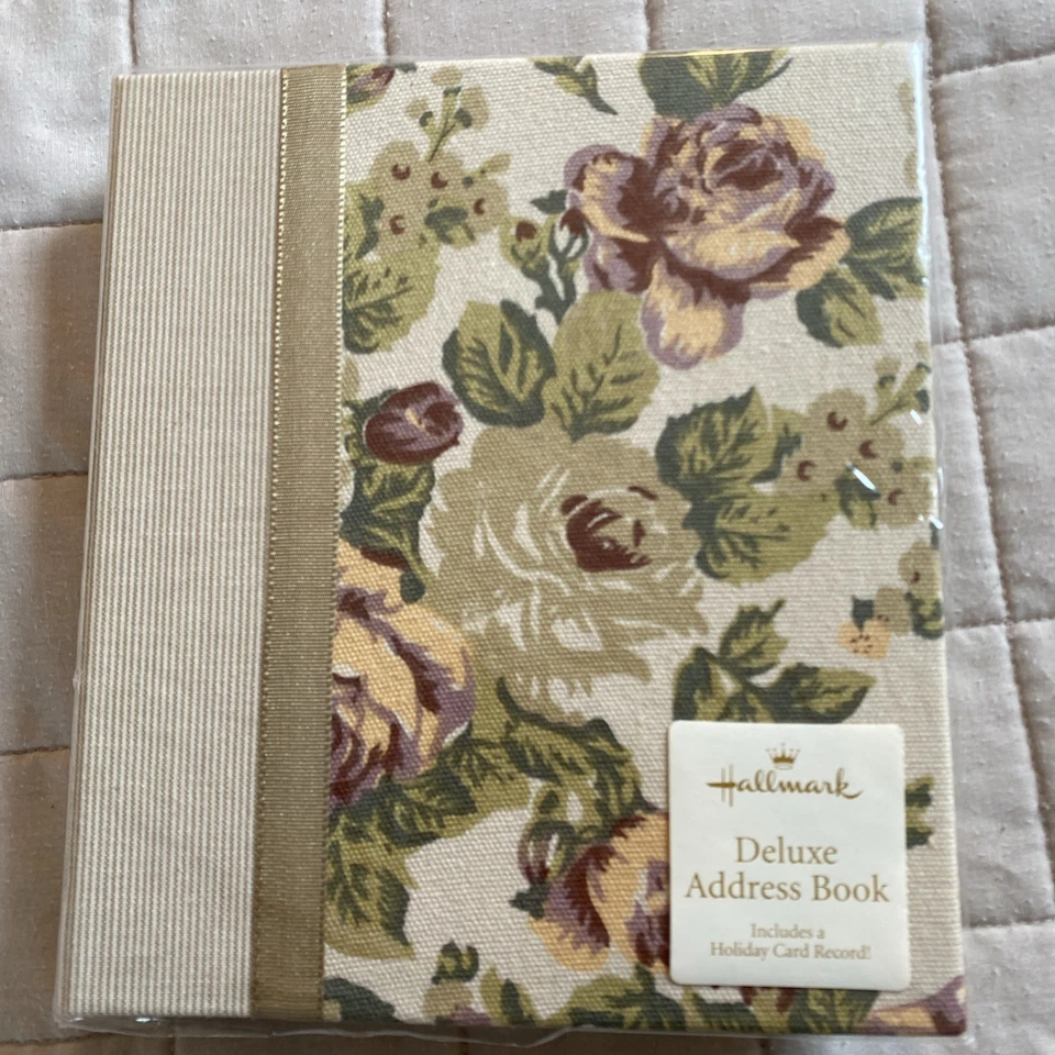 Vintage Hallmark Floral Fabric Covered 6 Ring Refillable ADDRESS BOOK  New - Image 1 of 4