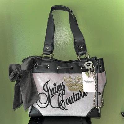 Bolso de Mano JUICY COUTURE The Key To Juicy Rubor Polvoriento Rosa y Marrón con Lazo Nuevo con Etiquetas Foto 1 de 4