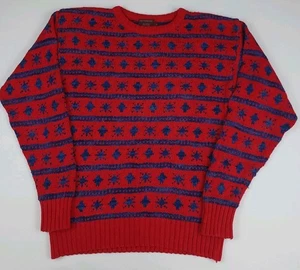 Maglione vintage anni 80 Chaps Ralph Lauren cotone motivo a righe rosso polo made in USA  - Foto 1 di 6