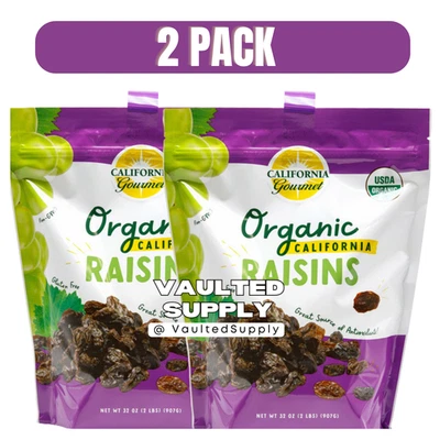 Organic California Raisins 32oz (2 Pack) USDA Organic Non-GMO Fresh 2027 - Image 1 of 3