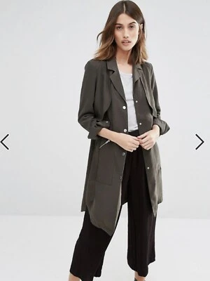 СКЛАД ЖЕНЩИН СЕРЫЙ МЕЛАНЖ УТИЛИТА ПЫЛЬНИК ТРЕНЧ КУРТКА UK12 £79 - Изображение 1 из 4