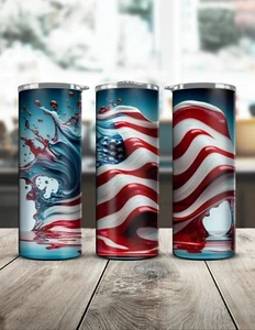 20oz Custom Stainless Steel Drinkware Tumbler America Flag Hot Cold - Picture 1 of 2