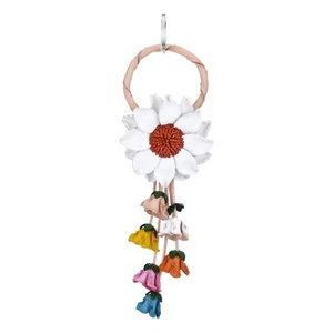 Llavero colgante de cuero con flor de margarita blanca en flor - Imagen 1 de 4