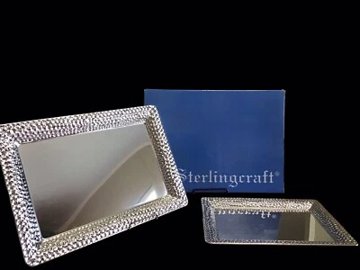 Sterlingcraft Hammered Texture Set Of 2 Rectangular Serving Trays 13” & 10” NEW - Image 1 of 4