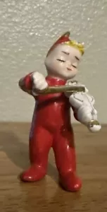 Vintage 3" Napco Boy Child Red Devil Musician Figurine with Violin, Japan, 1950s - Picture 1 of 5
