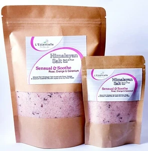 Himalayan Salt Bath n Foot Soak Rose Petals And Rose Orange Geranium 100g & 500g - Picture 1 of 4