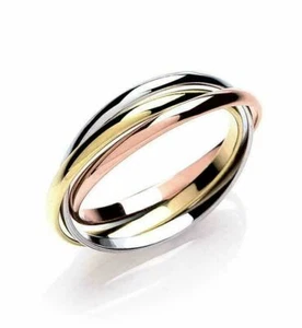 9ct Gold Russian Wedding Ring Multi-Tone 3 Colour Band 2mm Size S - Picture 1 of 3