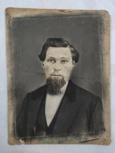 VTG 1800's Drawing Portrait Photo Picture of a Man w/ Cardboard Frame - Picture 1 of 5