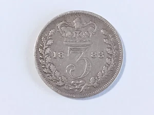 1883 United Kingdom, UK, Great Britain Three 3 Pence SILVER#213 - Picture 1 of 4