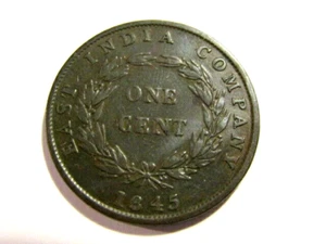 Malaysia Straits Settlements 1845 1 Cent Old Coin - Picture 1 of 5