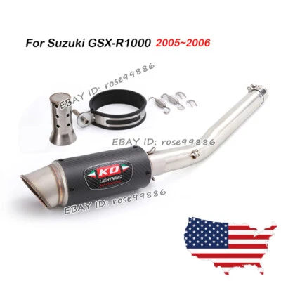 For Suzuki GSXR1000 2005~2006 Slip Exhaust Middle Pipe Link Carbon Fiber Muffler - Image 1 of 4