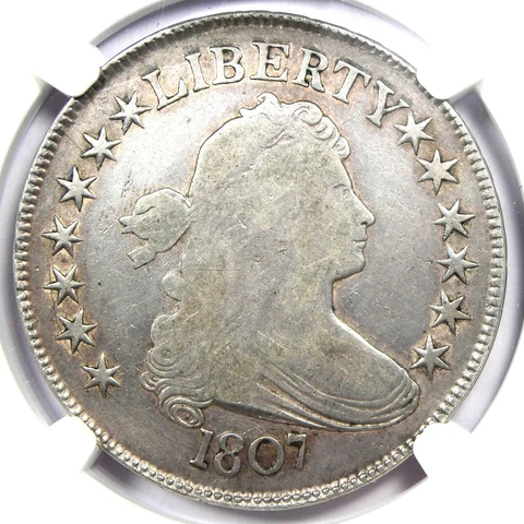 1807 Draped Bust Half Dollar 50C Silver Coin - Certified NGC VG10 - Rare! Cover
