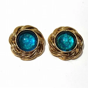 CHANEL Blue Stone Earrings Brand Accessories Ladies Authentic #D0712 - Picture 1 of 9