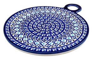 Polish Pottery Round Cutting Board / Ceramic Trivet Zaklady Boleslawiec Poland - Picture 1 of 3