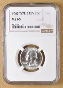 1963 P Washington Quarter 'Type B Reverse' NGC MS65 - Picture 1 of 2