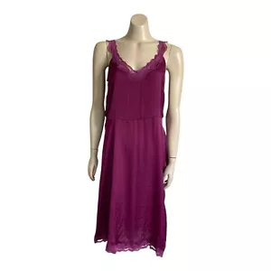 New PETER ALEXANDER Sz S 10 Slinky Chemise Lace Trim Nightie Mid Length Burgundy - Picture 1 of 11