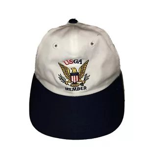 USGA Member Eagle White Blue Red Cotton Snapback Trucker Hat Cap Made In USA - Picture 1 of 8