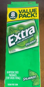 EXTRA Spearmint Sugarfree Chewing Gum, 15 Pieces (Pack of 8) - Picture 1 of 4