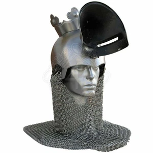 Custom SCA HNB 18 Gauge Steel Medieval Tournament Bascinet Helmet W Avaintail Y - Picture 1 of 4