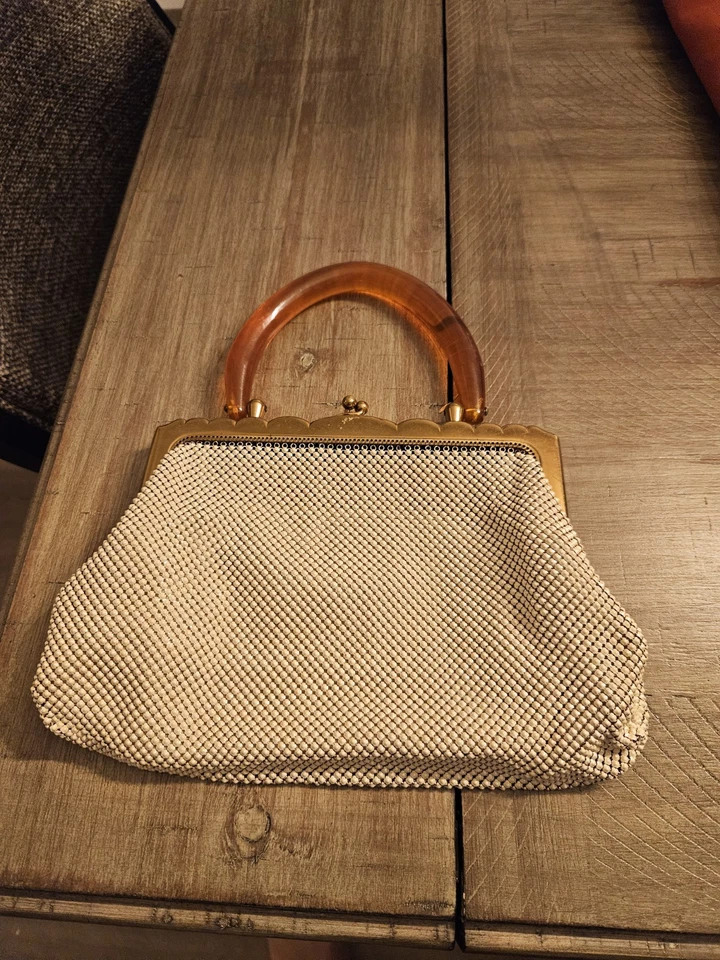 Bolsa de malha esmaltada Whiting & Davis Art Deco década de 1920 vintage - Imagem 1 de 3