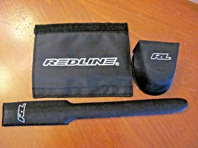 RARE REDLINE BMX BICYCLE HANDLEBAR STEM PADDING 3 PIECES BLACK NEW IN PACKAGE - Image 1 of 4