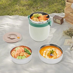Termo para comida caliente, termo apilable sellado para alimentos, termo para sopa verde - Imagen 1 de 18