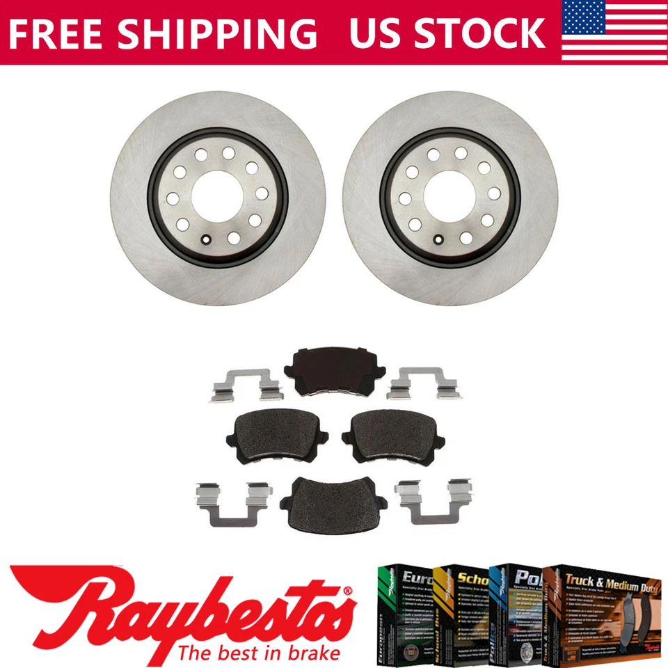 Kit de rotores de freno traseros + pastillas de cerámica y herrajes para Volkswagen Tiguan 2012-2017 Foto 1 de 4