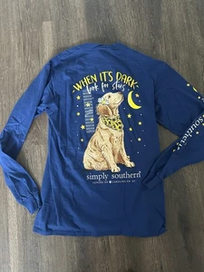 CAMISETA SIMPLE SOUTH MUJER M AZUL MANGA LARGA GOLDEN RETRIEVER STARS NUEVA - Imagen 1 de 4