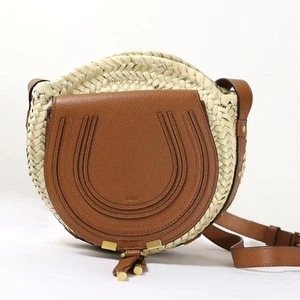Chloe Marcie Crossbody Shoulder Bag Basket Bag Women's CHC23SS736I32 Raffia Auth - Picture 1 of 10