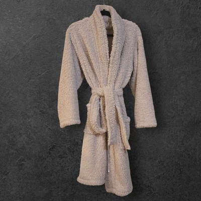 Халат плюшевого медвежонка Pottery Barn унисекс средний кремовый плюшевый искусственный шерпа уютный спа  - Изображение 1 из 4