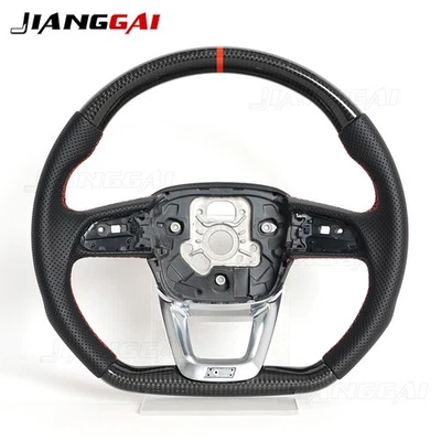 Real Carbon Fiber Steering Wheel For Audi SQ5 SQ7 Q8 RS4 Q5 Q5L 2018-2024 W/Trim - Image 1 of 4