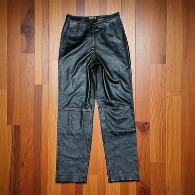 Mixit Women's Vintage Leather Dress Pants Size 8 Black Y2K - Image 1 of 4