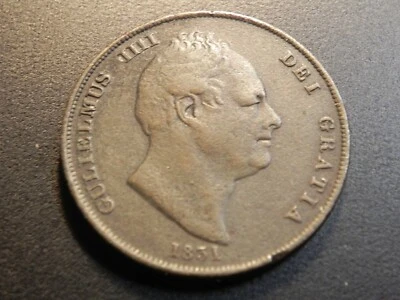 1831 Great Britain Copper 1 Penny  Better Date! uk63 - Image 1 of 2