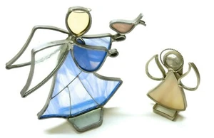 2x Two Vintage Cartoon Stained Glass Art Sculptures [Rare Beautiful & Unusual]  - Picture 1 of 12