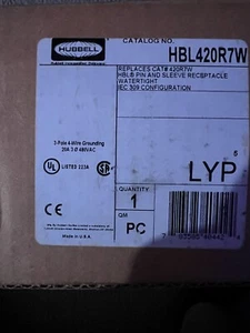 Hubbell HBL420R7W Receptacle, 20A 480V 3 Phase Nib - Picture 1 of 1