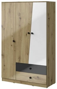 Kleiderschrank NERO 03 Schrank 3 Türiger 2 Schubladen 5 Regalboden Kleiderstange - Bild 1 von 15